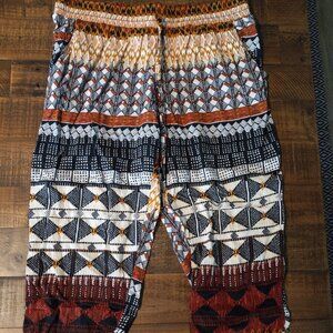 BeBop Comfy Lounge Capris, Orange patterned, Small (s)